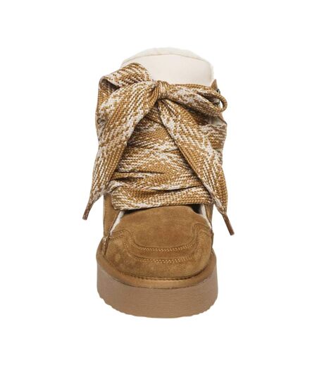 Bottes Paci Checkboard Femme Marron Gris Daim Steve Madden