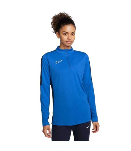 Womens/ladies Performance Zip Neck Training Sweatshirt Blue White Nike