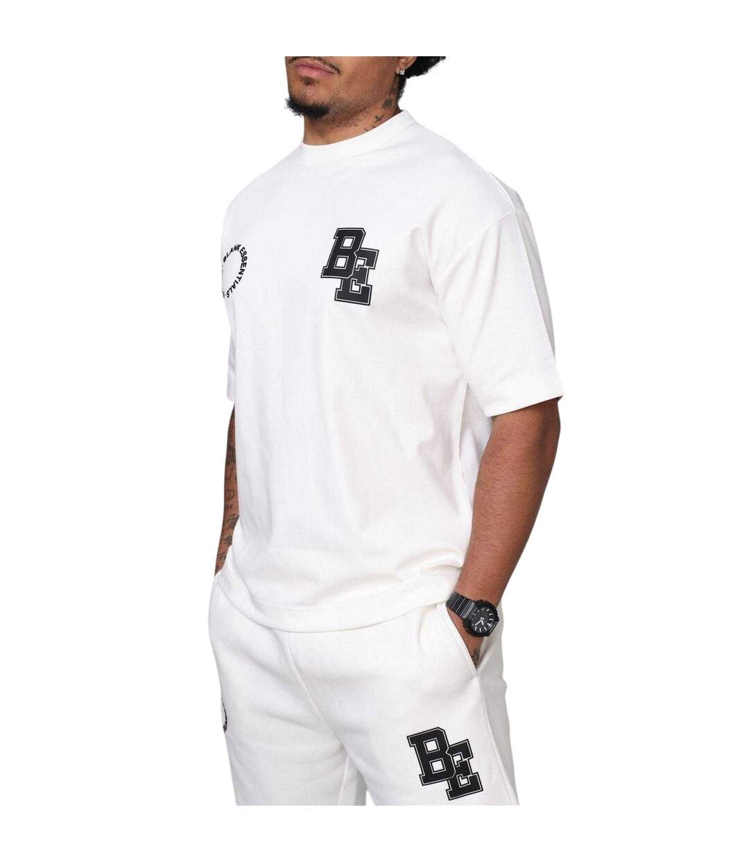 Mens Cotton Blend Oversized T-shirt Off White Blank Essentials-4