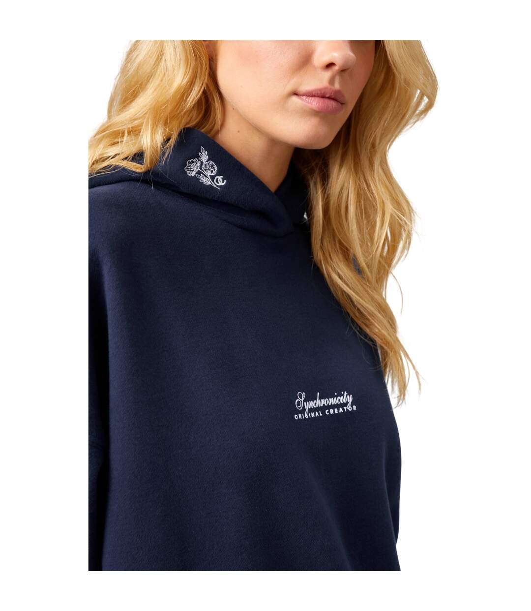 Sweat À Capuche Motif/style Fleurs Femme Bleu Nuit Original Creator-4