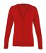 Premier Womens/Ladies Button Through Long Sleeve V-neck Knitted Cardigan (Red) - UTRW1133