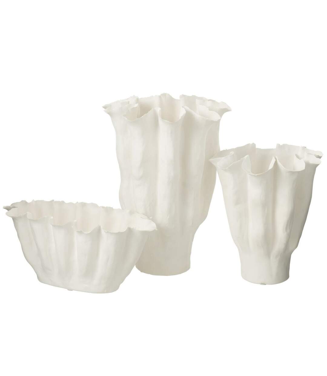 Vase Déco en Céramique Calyx 42cm Blanc-2