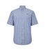 Mens Striped Short-sleeved Button-down Shirt Dark Denim Timberland-1