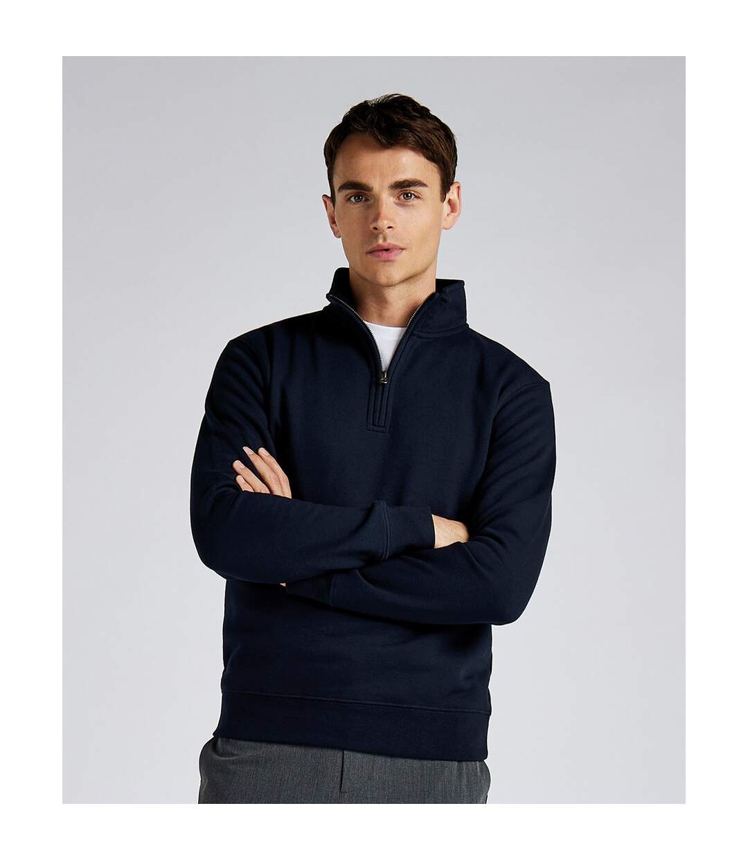 Mens Quarter Zip Sweatshirt Navy Kustom Kit-3