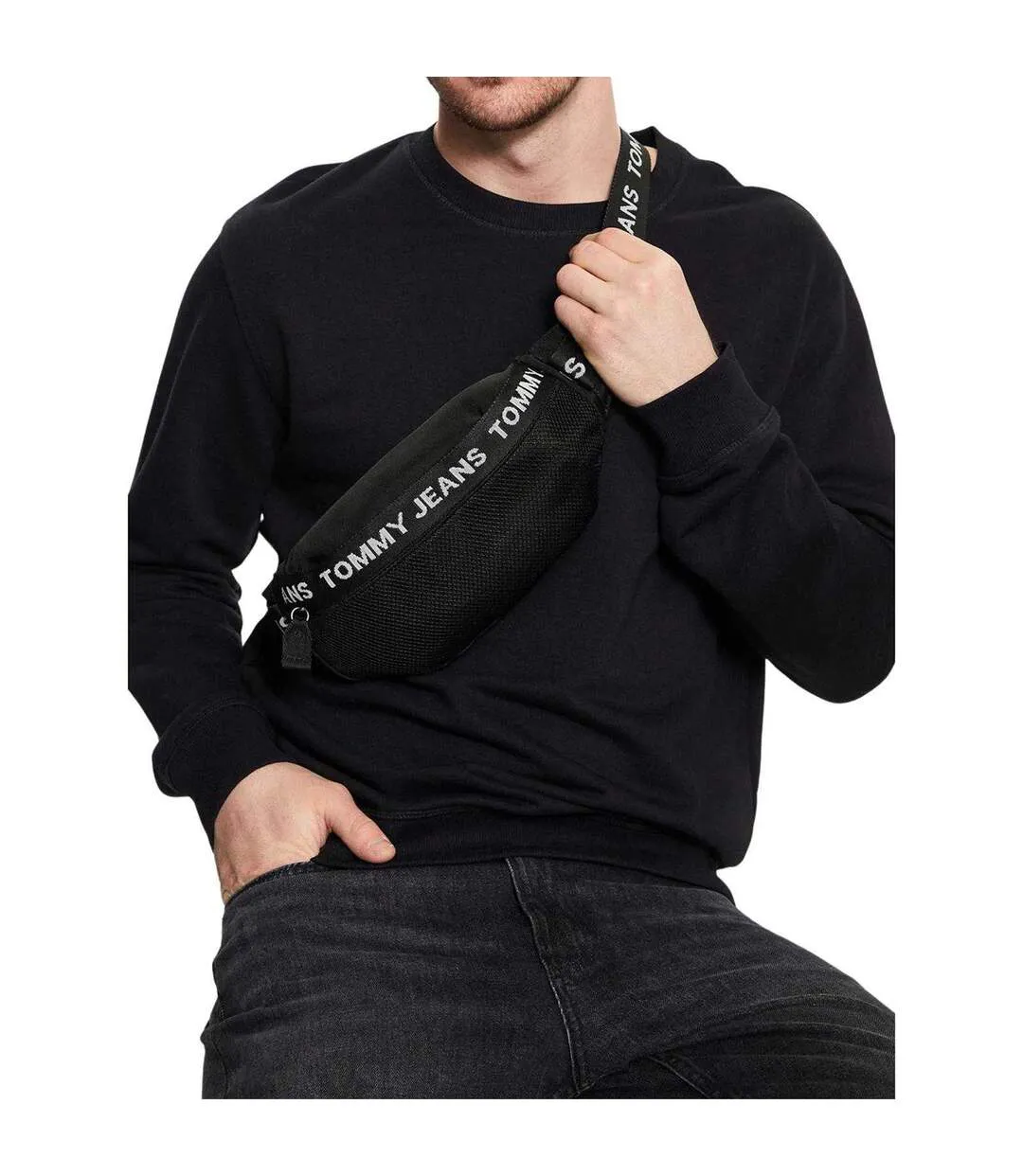 Mesh Panel Waist Bag One Size Black Tommy Hilfiger-1