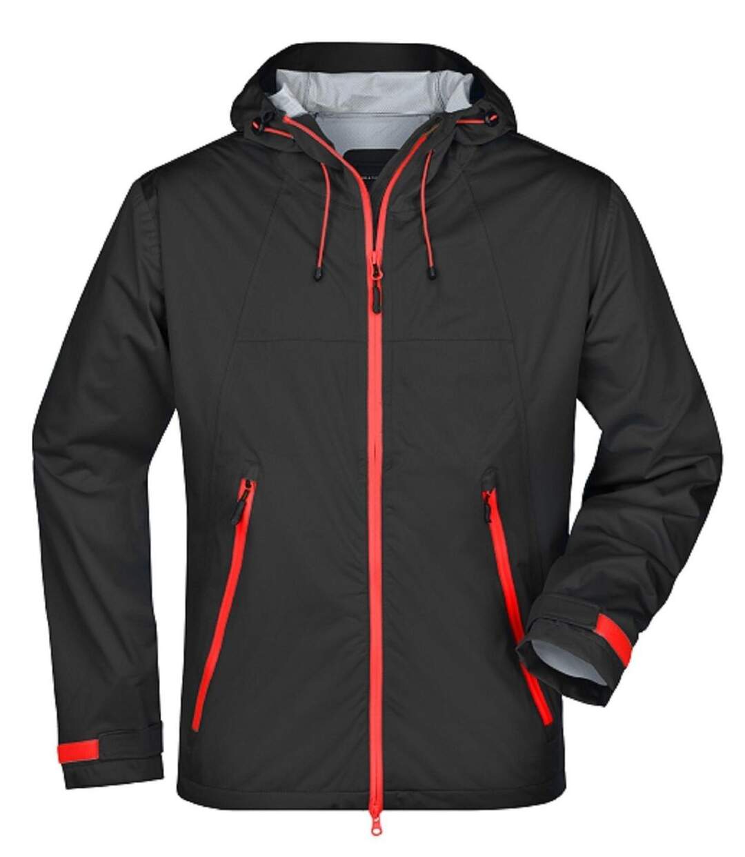 Veste softshell à capuche - Homme - JN1098 - noir et rouge-1