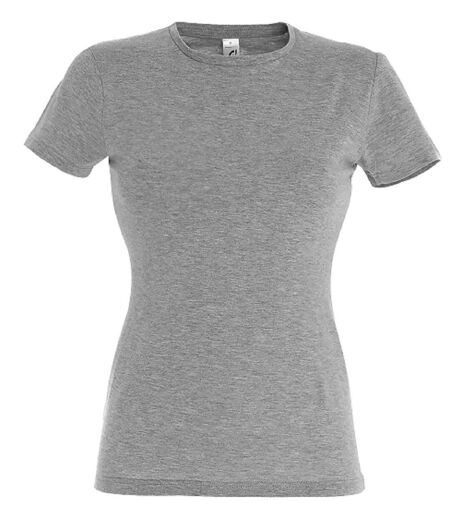 T-shirt manches courtes col rond - Femme - 11386 - gris chiné