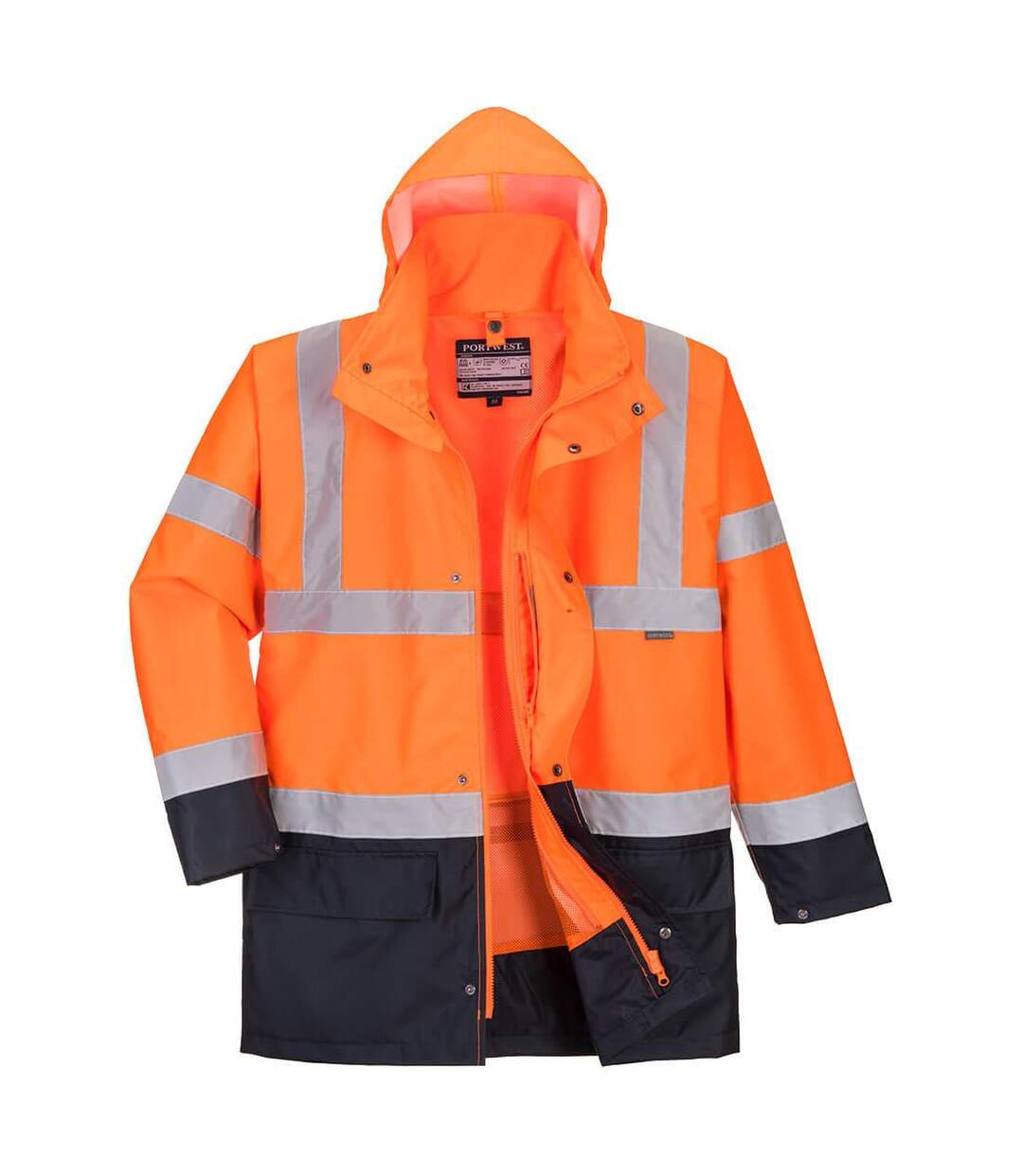 Mens essential 5 in 1 hi-vis safety jacket orange/navy Portwest