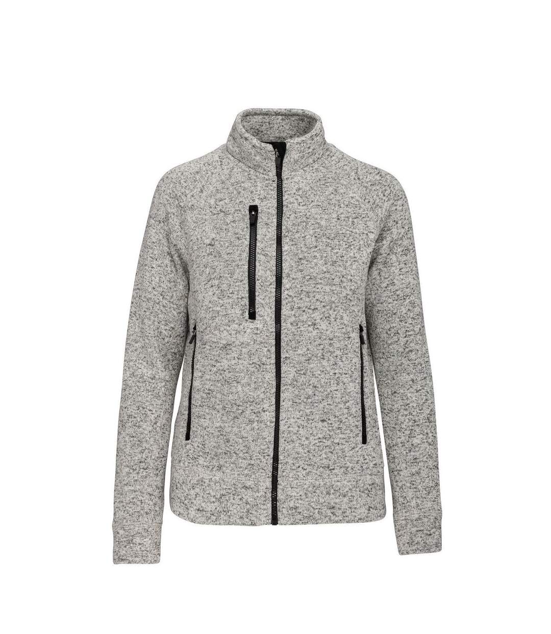 Veste chinée ouverture zippée - femme - K9107 - gris clair mélange