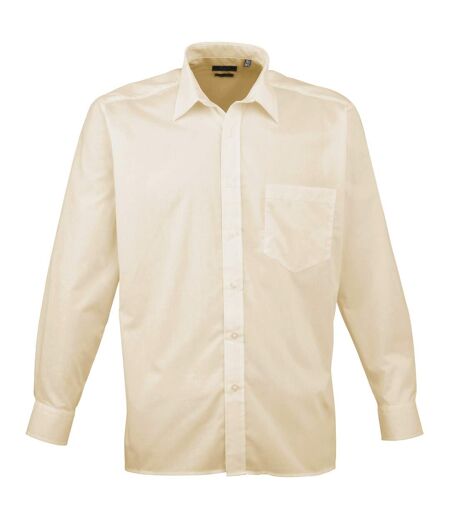 Premier Mens Long Sleeve Formal Plain Work Poplin Shirt (Natural) - UTRW1081