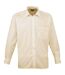 Premier Mens Long Sleeve Formal Plain Work Poplin Shirt (Natural) - UTRW1081