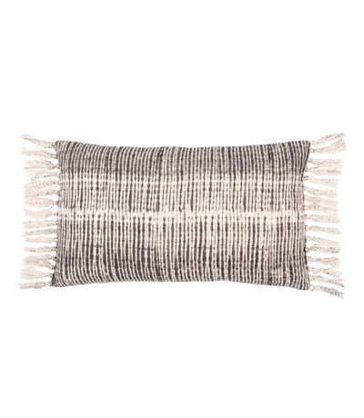 Sono ink fringed abstract cushion cover 60cm x 40cm black Yard