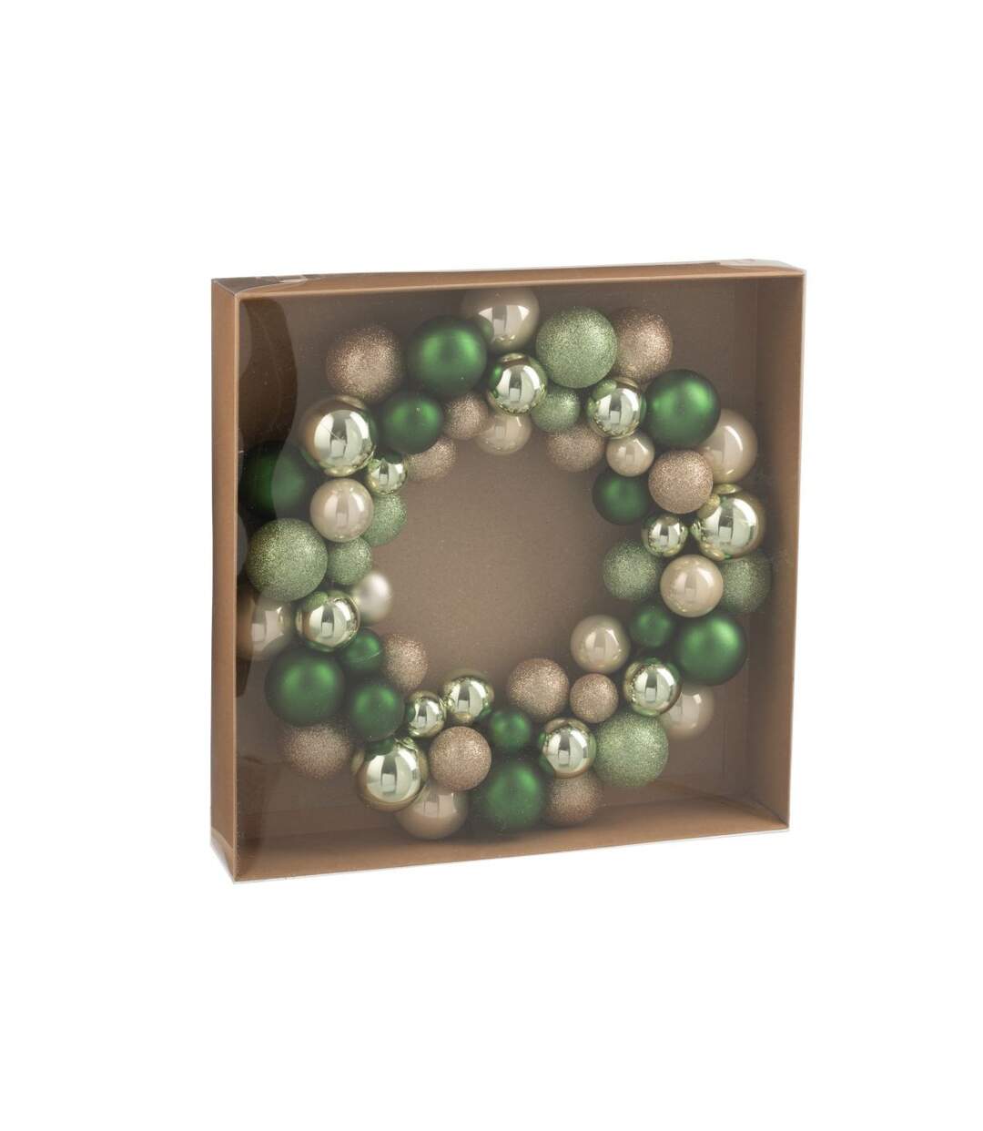 Couronne Boules de Noël Night 35cm Vert & Écru-3