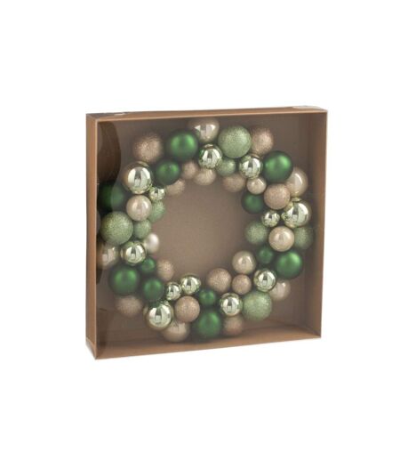 Couronne Boules de Noël Night 35cm Vert & Écru