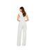 Womens/ladies Tall Capped Sleeved Jumpsuit White Odd Muse-2