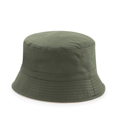 Beechfield Unisex Classic Reversible Bucket Hat (Olive Green/ Stone)