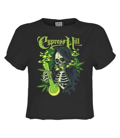 Womens/ladies Skeleton Bong Cypress Hill Crop Top Charcoal Amplified
