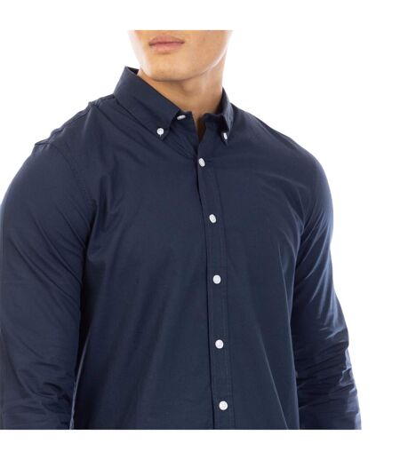 Mens Regular Long-sleeved Shirt Navy Peter Werth