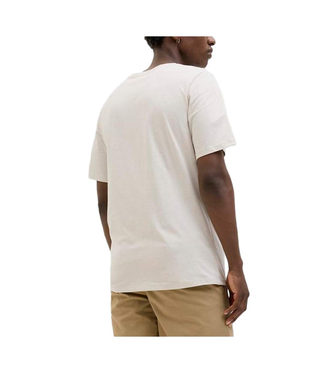 T-shirt beige homme jack & jones axon-2