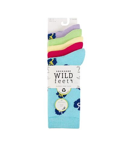 Wildfeet - 5 Pack Ladies Patterned Crew Socks