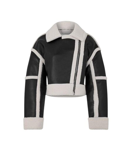 Womens/ladies Borg Trim Relaxed Fit Jacket Black Jack Wills