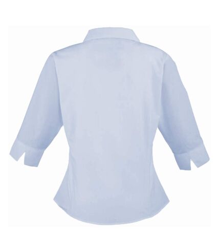 Premier 3/4 Sleeve Poplin Blouse / Plain Work Shirt (Light Blue) - UTRW1093