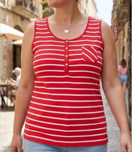 Axone EMIRAT1R Débardeur femme grande taille en coton rayé pour un confort estival absolu