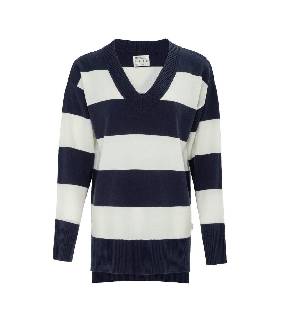 Pull Motif/style À Rayures Femme Bleu Marine Blanc SoulCal-1