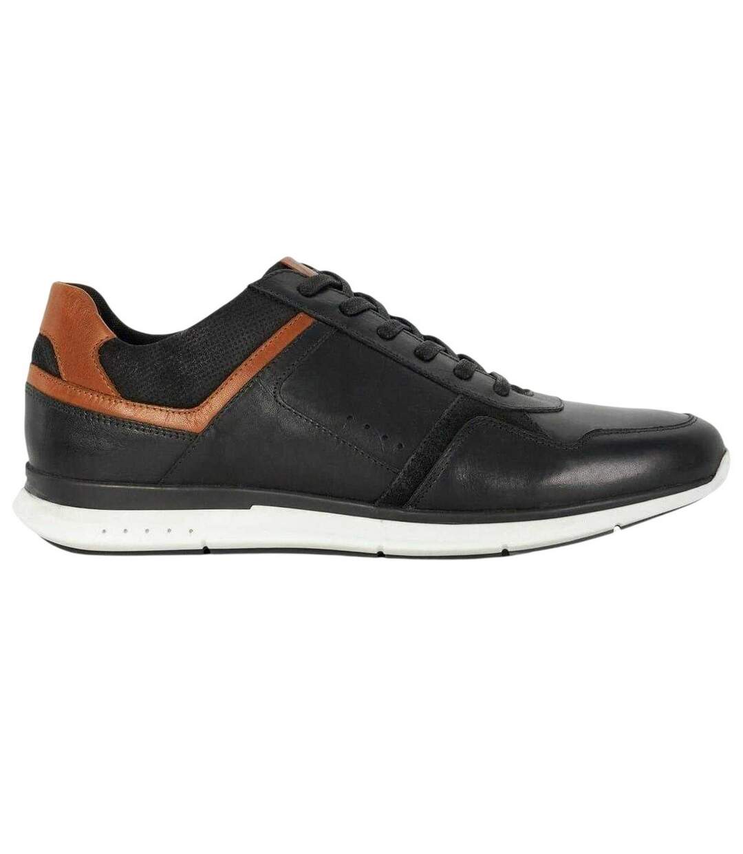 Mens Torben Leather Trainers Black Dune London-3
