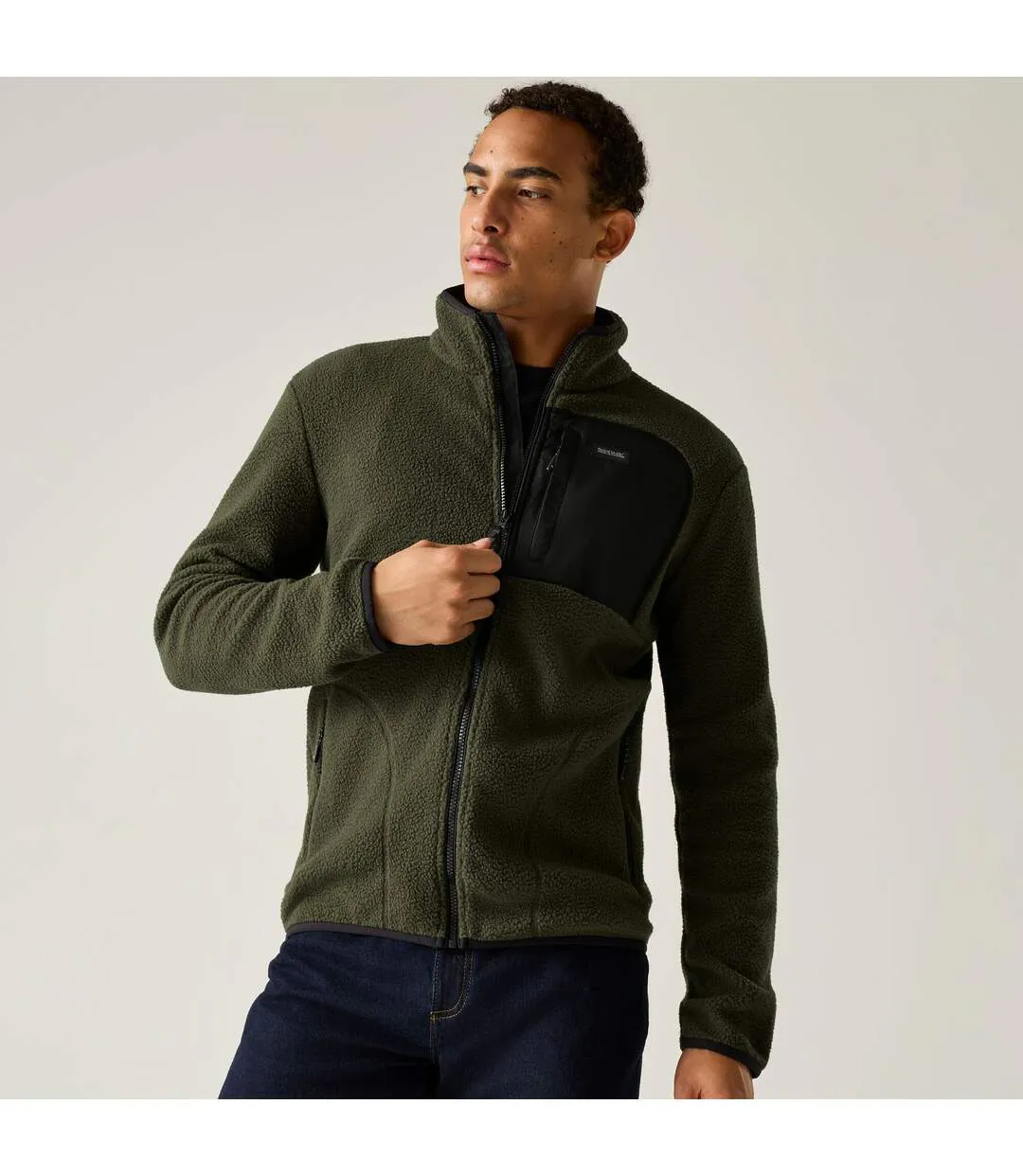 Veste Polaire Frankie Homme Kaki Foncé Noir Regatta-1