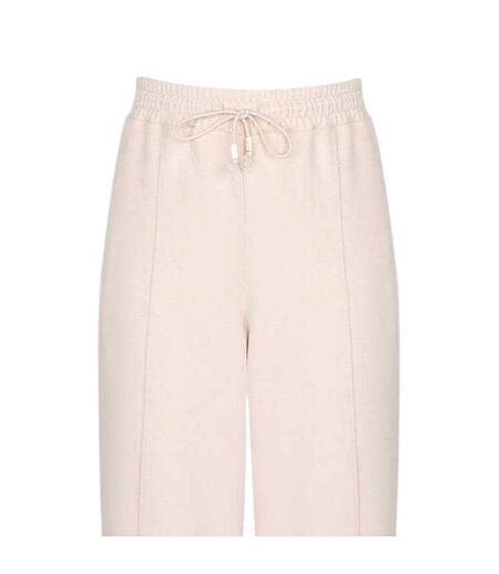 Womens/ladies Logo Wide Leg Jogging Bottoms Neutral Biba
