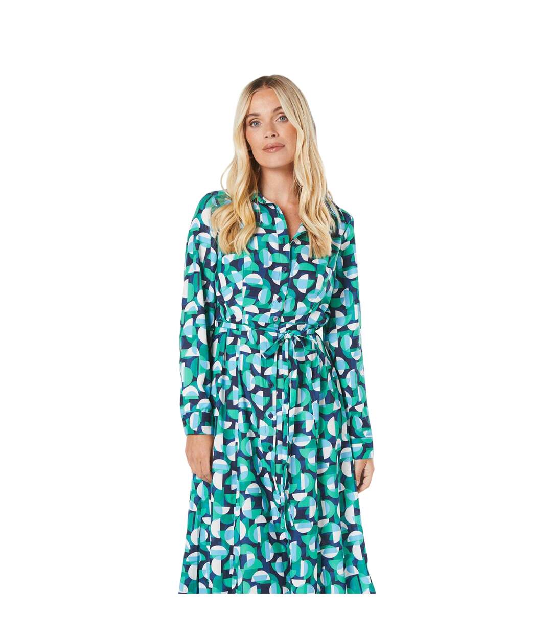 Robe chemisier femme vert Principles-3