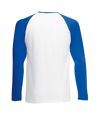 Fruit Of The Loom Mens Long Sleeve Baseball T-Shirt (White/Royal Blue)