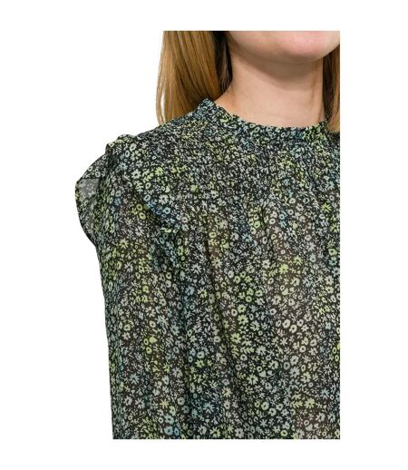 Womens/ladies Floral High-neck Long-sleeved Blouse Multicoloured Boss