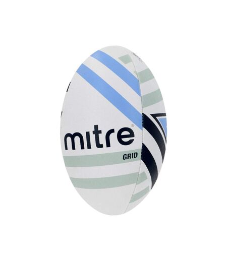 Mitre - Ballon de rugby GRID (Blanc / Noir / Bleu) (Taille 4) - UTCS662