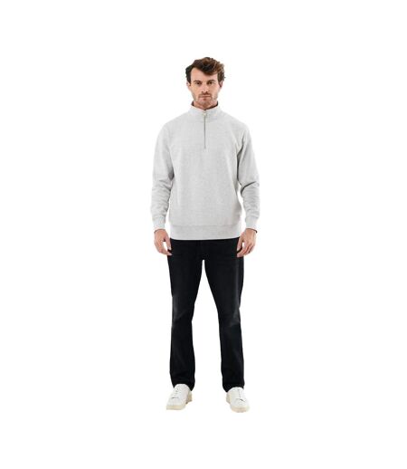 Unisex Adult Elgon Recycled Cotton Quarter Zip Sweater Top Light Heather Grey Iqoniq