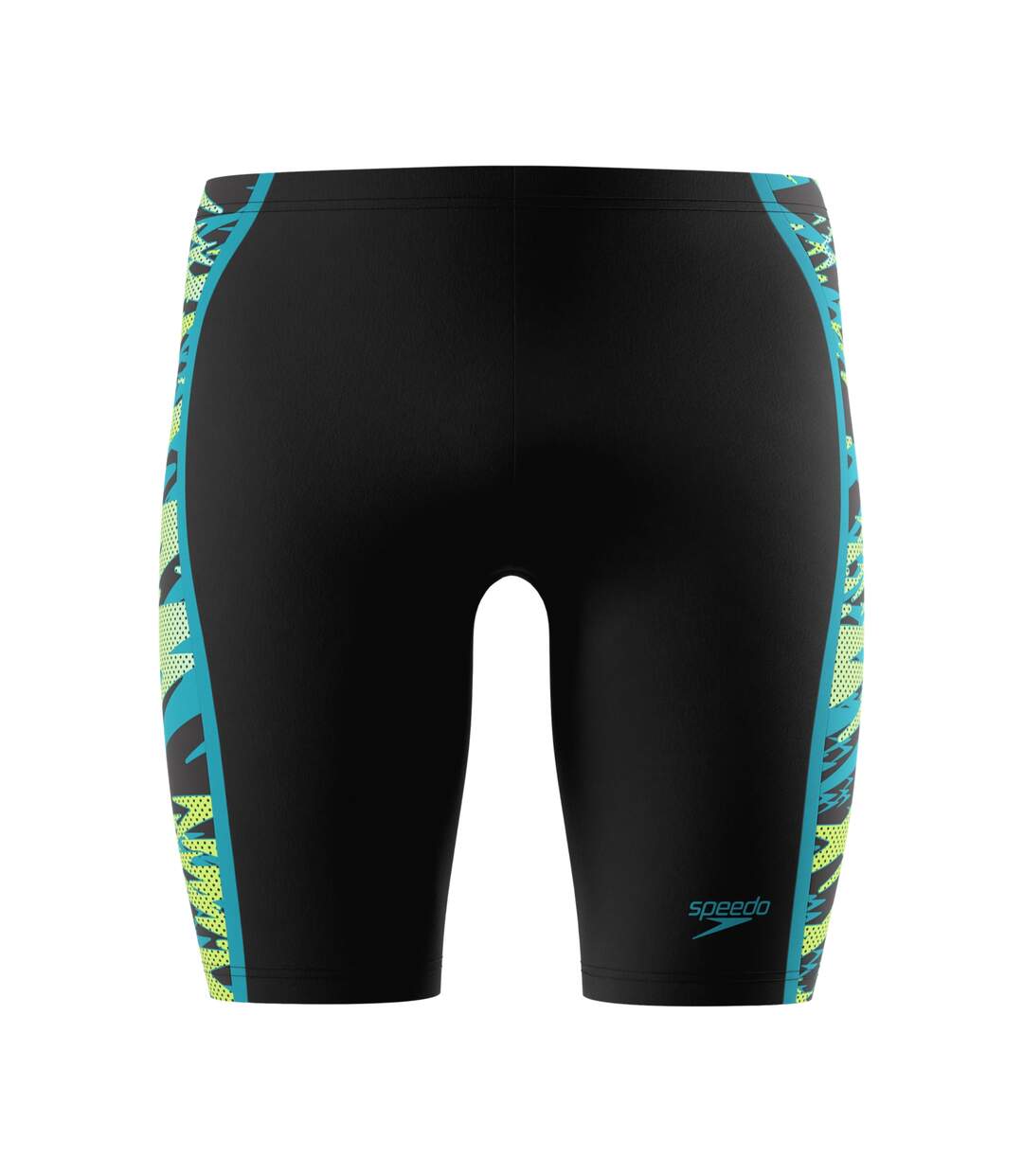 Mens Hyperboom Splice Patterned Mid Rise Jammer Shorts Black Speedo-1