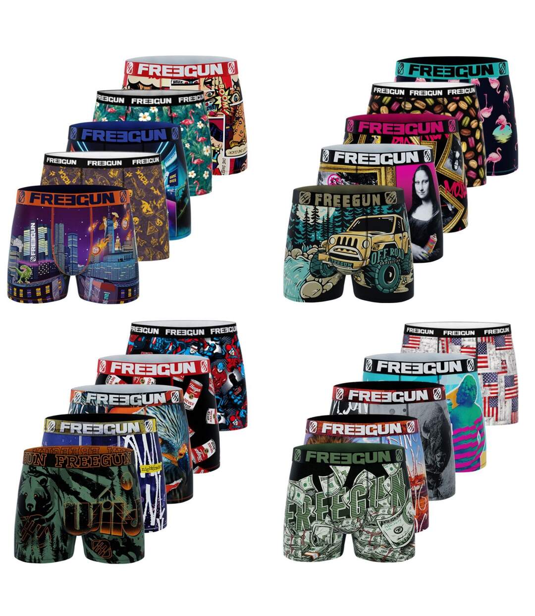 Pack Surprise de 5 Boxers microfibre homme Freegun-3