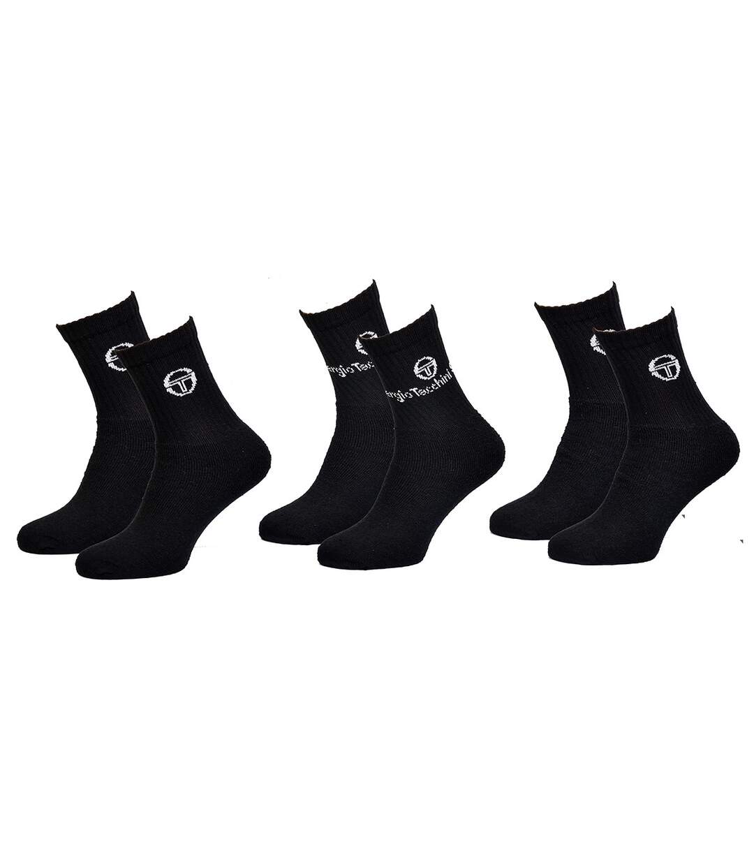 Chaussettes homme Sergio Tacchini Tennis Pack de 6 Paires Tennis Noires-3