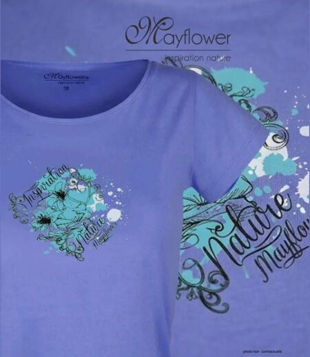 Tee-shirt femme MAYFLOWER DANIELE3 bleu lavande : le confort d'une coupe large