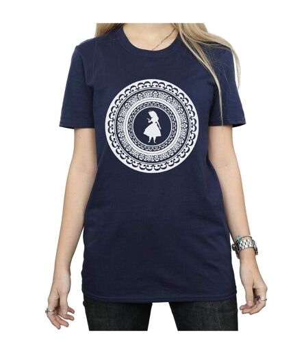 Disney Womens/Ladies Alice In Wonderland Circle Cotton Boyfriend T-Shirt (Bleu marine) - UTBI8543