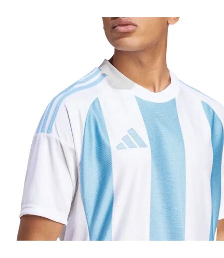 Maillot De Foot Style À Rayures Homme Blanc Bleu Clair Adidas