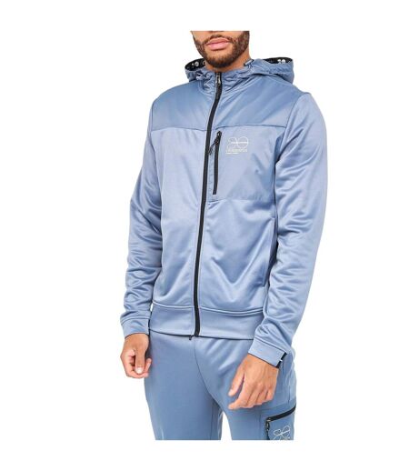 Mens Full Zip Hoodie Steel Blue Crosshatch