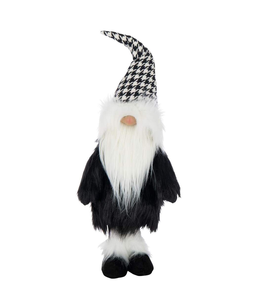 Père-Noël Déco Pied-de-Poule 70cm Noir & Blanc-1