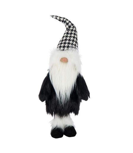 Père-Noël Déco Pied-de-Poule 70cm Noir & Blanc