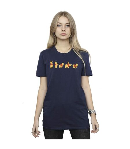 Disney Womens/Ladies Winnie The Pooh Stretching Cotton Boyfriend T-Shirt (Bleu marine) - UTBI47464