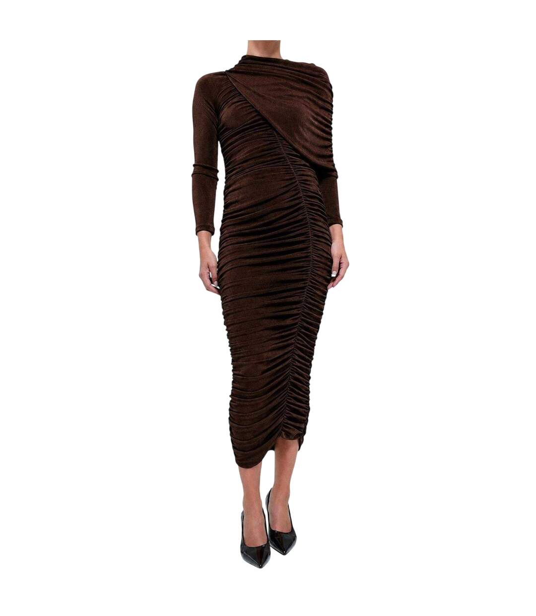 Womens Midi Dress Brown Bardot-1
