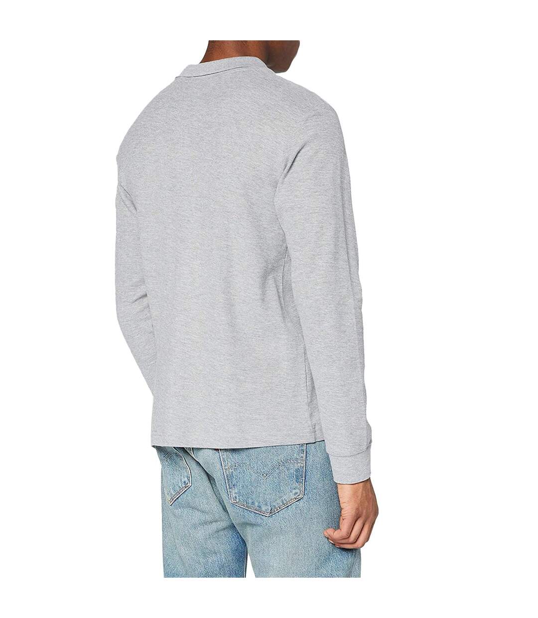 Polo Manches Longues Homme Gris Chiné Stedman-2