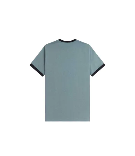 Mens Embroidered Logo Cotton T-shirt Blue Fred Perry