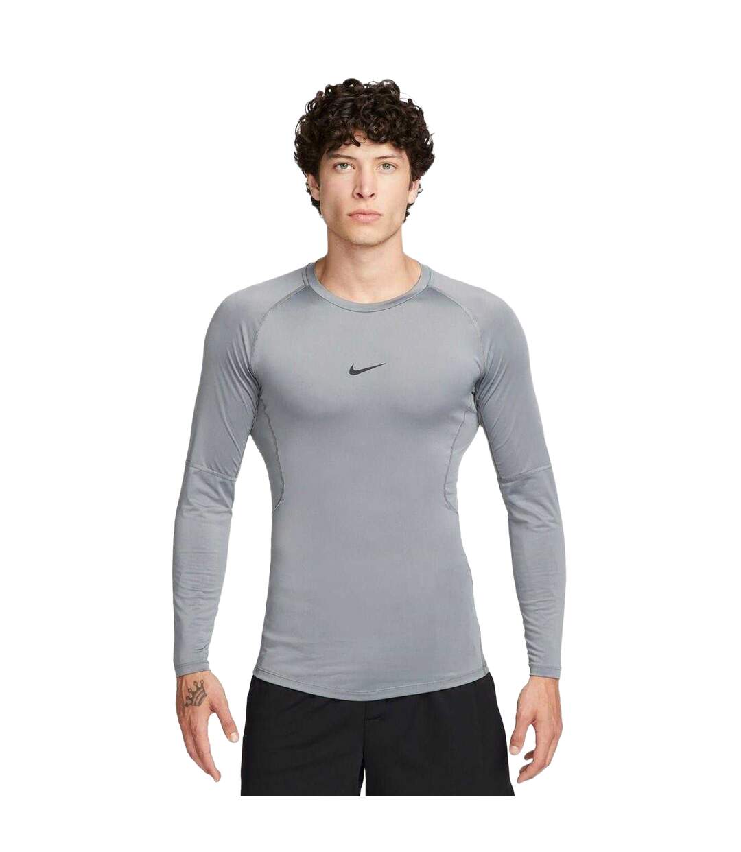 Mens Pro Core Long-sleeved T-shirt Grey Nike-1